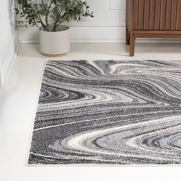 Eleni Contemporary Glam Abstract Marble Area Rug